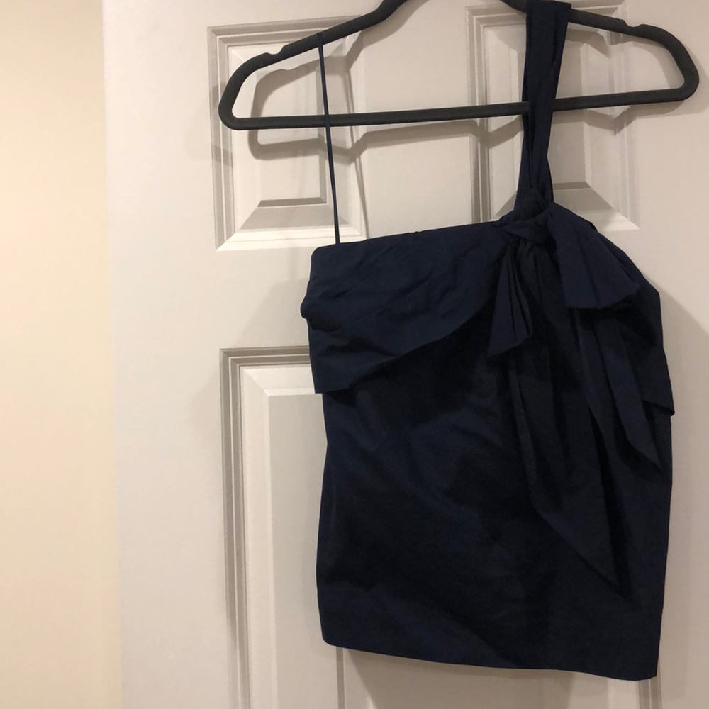 One Shoulder Navy J Crew Top